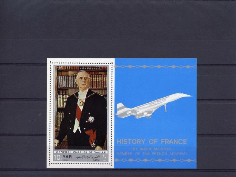 Yemen Arab Republic 1969 CONCORDE De Gaulle 2 s/s Perforated mnh.vf