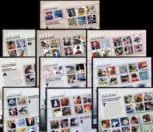 SCOTT 3182-91  COMPLETE SET OF 10 CELEBRATE THE CENTURY SOUVENIR SHEETS  MNH