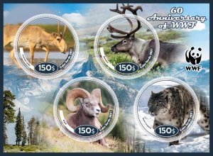 Stamps. Fauna. 60 Anniversary of WWF  2021 year 1+1 sheets perf  Cabo Verde