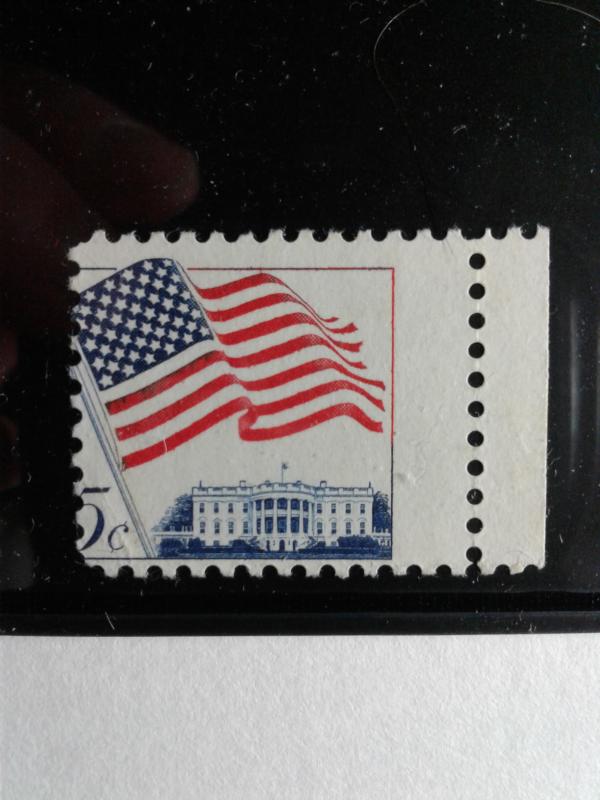 SCOTT # 1208 EFO AMERICAN FLAG MIS-PERFERATION GEM MINT NEVER HINGED !!