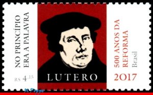 3351 BRAZIL 2017 JOINT ISSUE GERMANY, LUTHERAN REFORMATION, MARTIN LUTHER, MNH