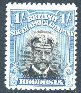 RHODESIA-1913-19 1/- Black & Turquoise-Blue Sg 233 LIGHTLY MOUNTED MINT V18297