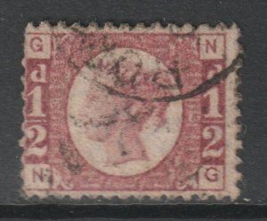 GB Scott 58 - SG48, 1858 Victoria 1/2d Plate 3 N-G used