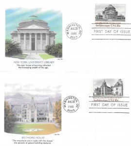 1981 FDC, #1928-1931, 1931a, 18c American Architecture, Fleetwood (5)