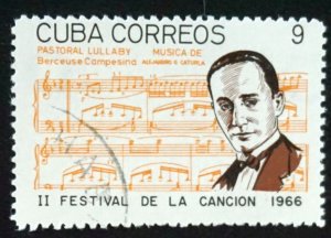 CUBA Sc# 1160 SONG FESTIVAL music composers 9c ALEJANDRO CATURIA 1966  used cto