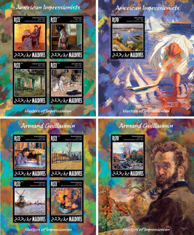 Art Paintings Degas van Dyck Hals Rubens etc Maldives 38 MNH sheets stamp set
