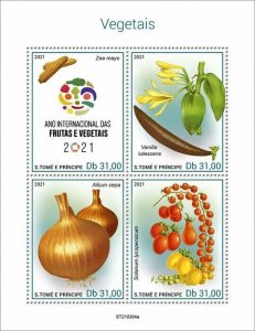 Sao Tome & Principe 2021 MNH Nature Stamps Intl Year of Fruit & Vegetables 4v MS