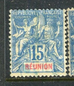 FRENCH COLONIES; REUNION 1890s classic Tablet type issue used 15c. value