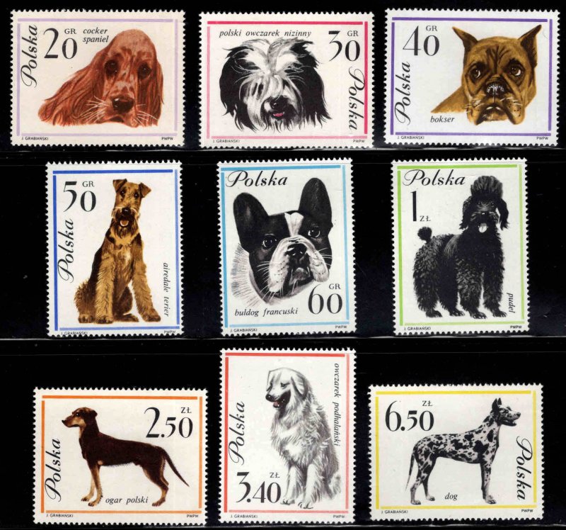 Poland Scott  1115-1123  MNH** Dog set