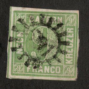 Sc#6 // SG16 - Bavaria Germany - 1850  - Used -  F/VF -  superfleas -