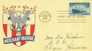 939 3c U.S. MERCHANT MARINE - Poppenger cachet - Yellow