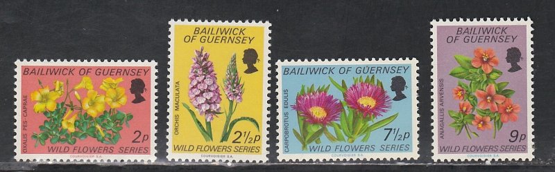 Guernsey # 69-72, Wild Flowers, Mint LH, 1/3 Cat.