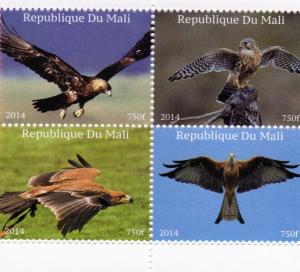 Mali  2014 Birds of Pray Shlt(4) Perf.MNH 