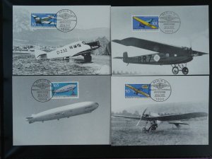 aviation aircraft Luftpost set of 4 maximum card Germany 1991 (Berlin)