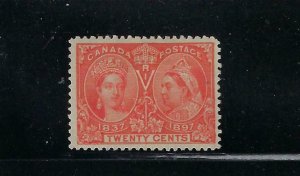 CANADA SCOTT #59 1897 JUBILEE ISSUE 20 CENTS (VERMILION) - MINT HINGED