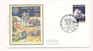 D86824 Stamp Day 1972 Moonlanding FDC Silk Cachet Belgium Eupen