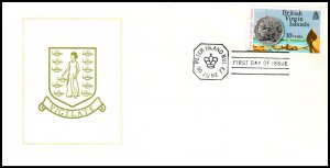 British Virgin Islands 256 Coin on Stamp U/A FDC