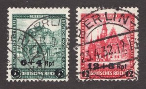 1932 Germany Sc# B42-43 Semi-postals - Dresden Breslau architecture - Used Cv$21