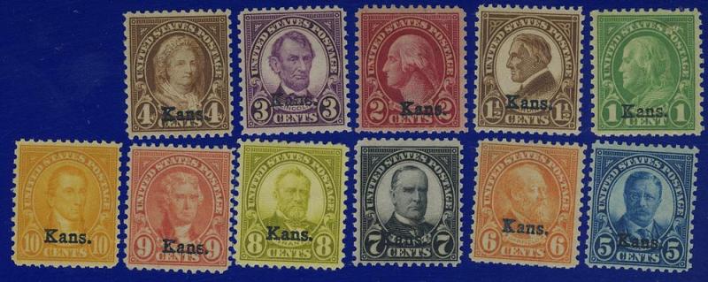 U.S. #658-68 MINT, F-VF, OG, NH, 8c  XF, OG, HR Cat$392