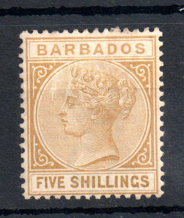 Barbados 1886 5/- bistre mint no gum #103 WS13456