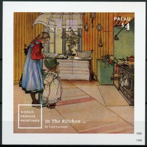 Palau 2014 MNH World Famous Paintings II 1v Imperf S/S Carl Larsson Art Kitchen