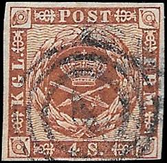 1858 Denmark Sc# 7 Used Gem No Faults