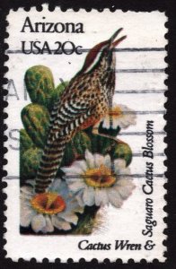 SC#1955 20¢ State Birds & Flowers: Arizona; Perf 10½ x 11¼ (1982) Used