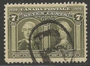Canada #100 USED with *R* cancel -- XF Centering -- No Faults