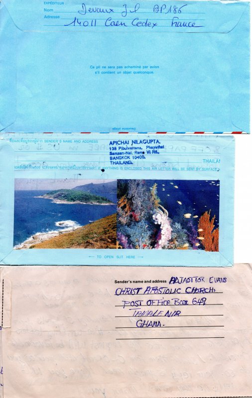 Three different air-letter.