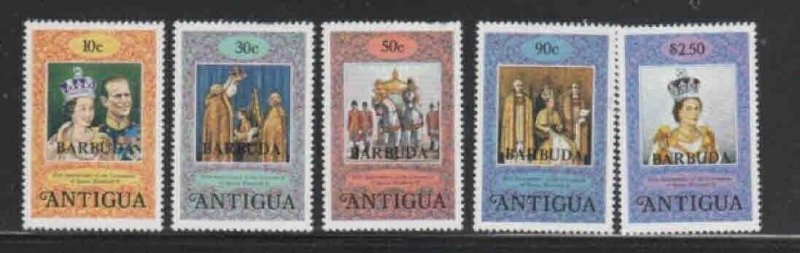 BARBUDA #349-353 1978 QEII CORONATION 25TH ANNIV. OVPRT MINT VF NH O.G aa