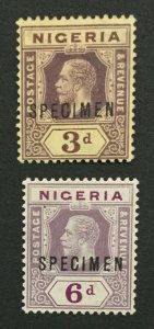 MOMEN: NIGERIA SG #5bs,7s 1914-29 SPECIMEN MINT OG H LOT #191727-536