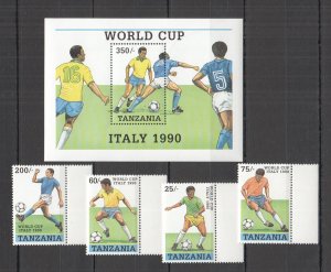 A1115 1990 Tanzania Football World Cup Italy 1990 Bl+Set Mnh