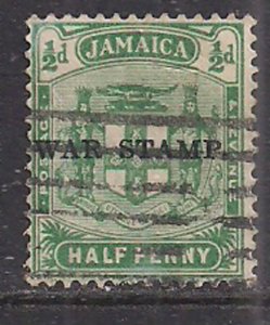 Jamaica 1916 KGV 1/2d Green Used Ovpt WAR STAMP SG 68 ( D835 )