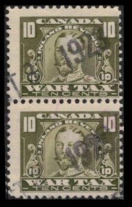 CANADA REVENUE 1920 10c #FWT13 USED PAIR WAR TAX STAMPS