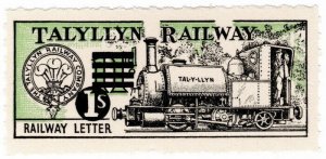 (I.B) Talyllyn Railway : Uprated Letter Stamp 1/- on 11d OP