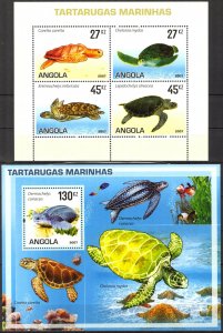 Angola 2007 Sea Turtles sheet + S/S MNH