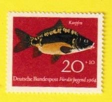 GERMANY SCOTT#B398 1964 COMMON CARP FISH - MNH