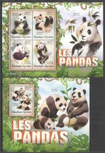 Gs0073 2019 Togo Pandas Bears Wild Animals Fauna Yvert #6828-1+Bl1540 Mnh