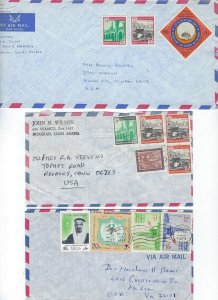 SAUDI ARABIA 1970s THREE ARAMCO AIR MAIL COVER MULTI FRANKED INCLUDES A BECHTEL