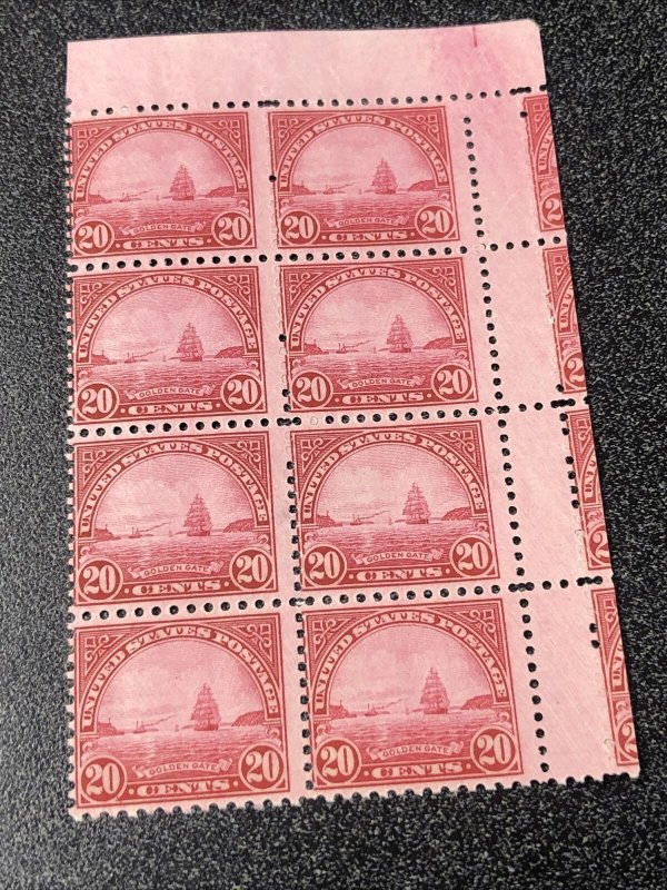 US 698 Block Of 8 Golden Gate 20c Beautiful Gutter Snipe - MNH