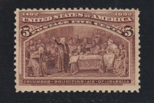 US 234 5c Columbian Exposition Mint F-VF OG LH SCV $50