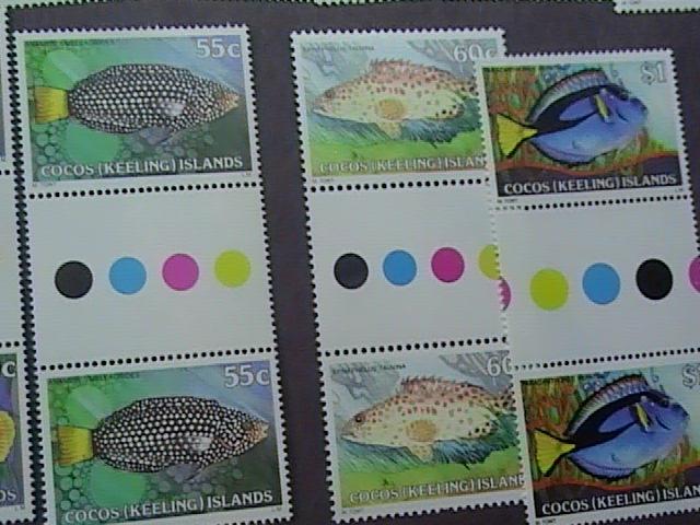 COCOS ISLANDS # 34-50-MNH-COMPLETE SET-TRAFFIC LIGHT/GUTTER PAIRS--FISH--1979(B)