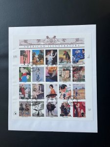 FDC 2001 American Illustrators 20 Stamp Sheet Scott 3502 on Large Envelope