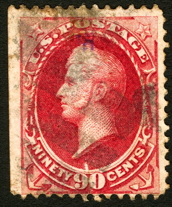 #155 1870-1872 90c Carmine F-VF Used Light Cancel Small Thin