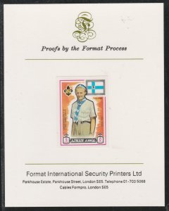 AJMAN 1971 WORLD SCOUTS - FINLAND  imperf on FORMAT INT PROOF CARD