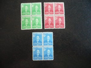 Stamps - Cuba - Scott# 455-457 Mint Hinged Set of 3 Stamps in Blocks of 4