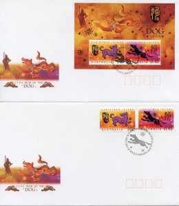 CHRISTMAS ISLANDS  2006 LUNAR NEW YEAR OF THE DOG SET OF  TWO  FIRST DAY COVERS 