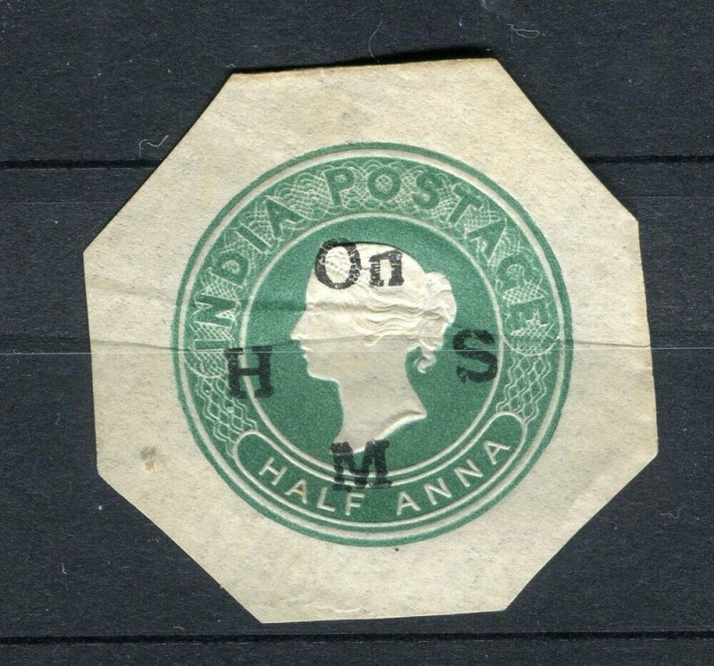 INDIA; 1890s 1/2a. classic QV Postal Stationary fine Mint hinged unused
