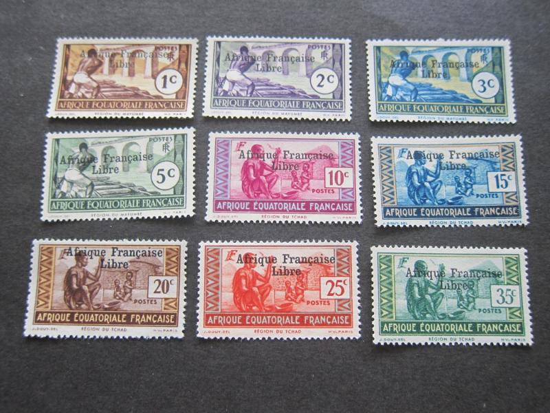 French Equatorial Africa 1941 Sc 133-41 set MH