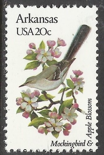 SC1956A 20c MNH Arkansas Bird and Flower F/VF Centering (Perf 11 1/4 x 11)